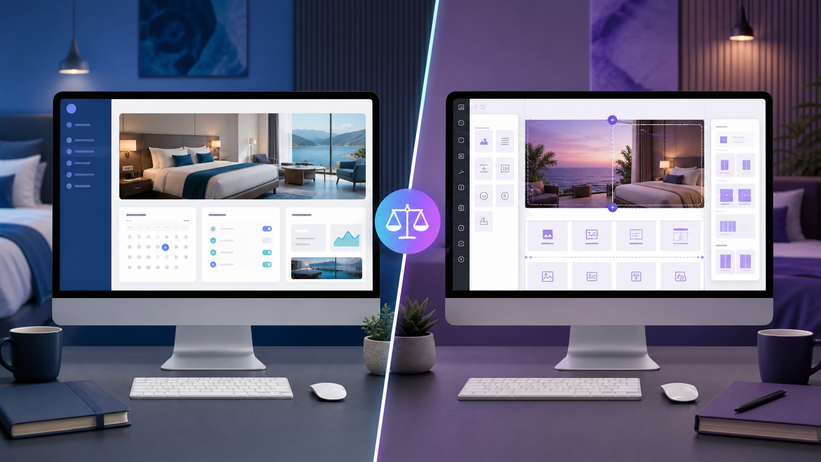 Hotel team comparing a managed website builder with a WordPress site