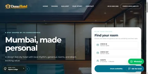 Alpine Lodge hotel website theme preview