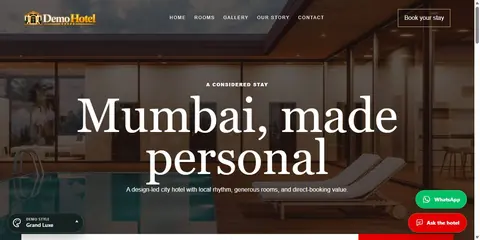 Grand Luxe hotel website theme preview